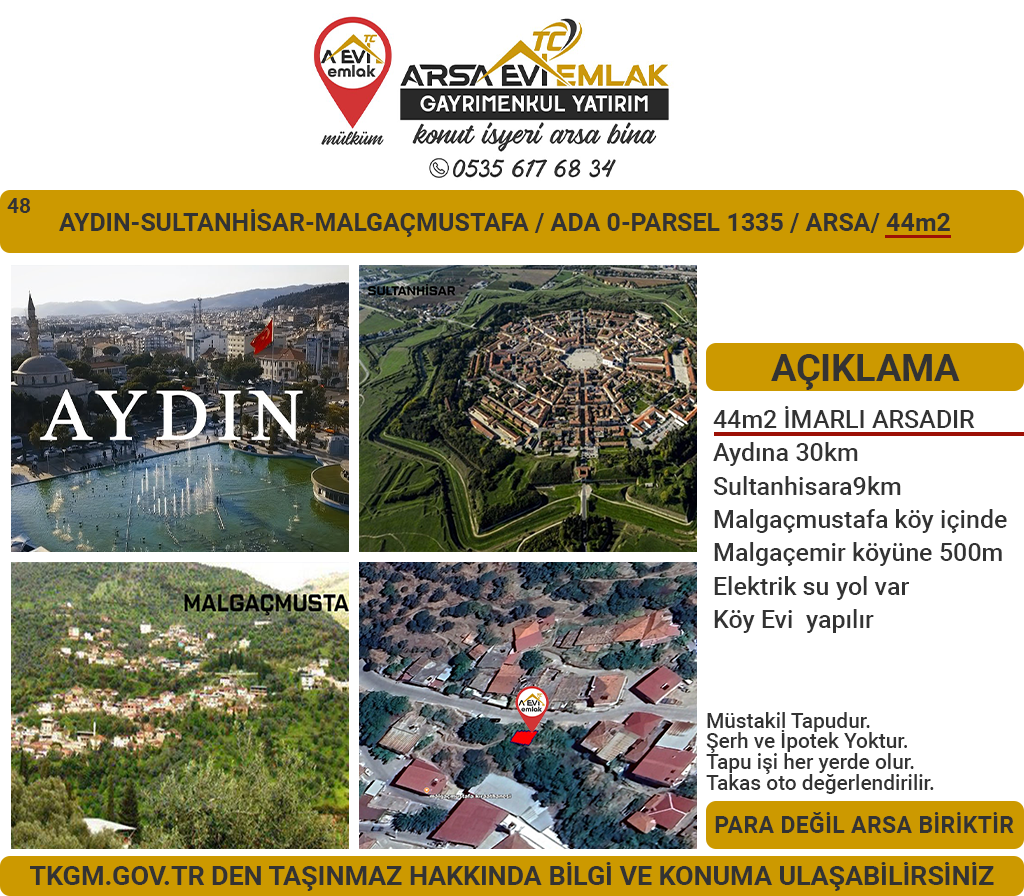 Aydın-Sultanhisar-Malgaçmustafa-Arsa-44m2 İmarlı