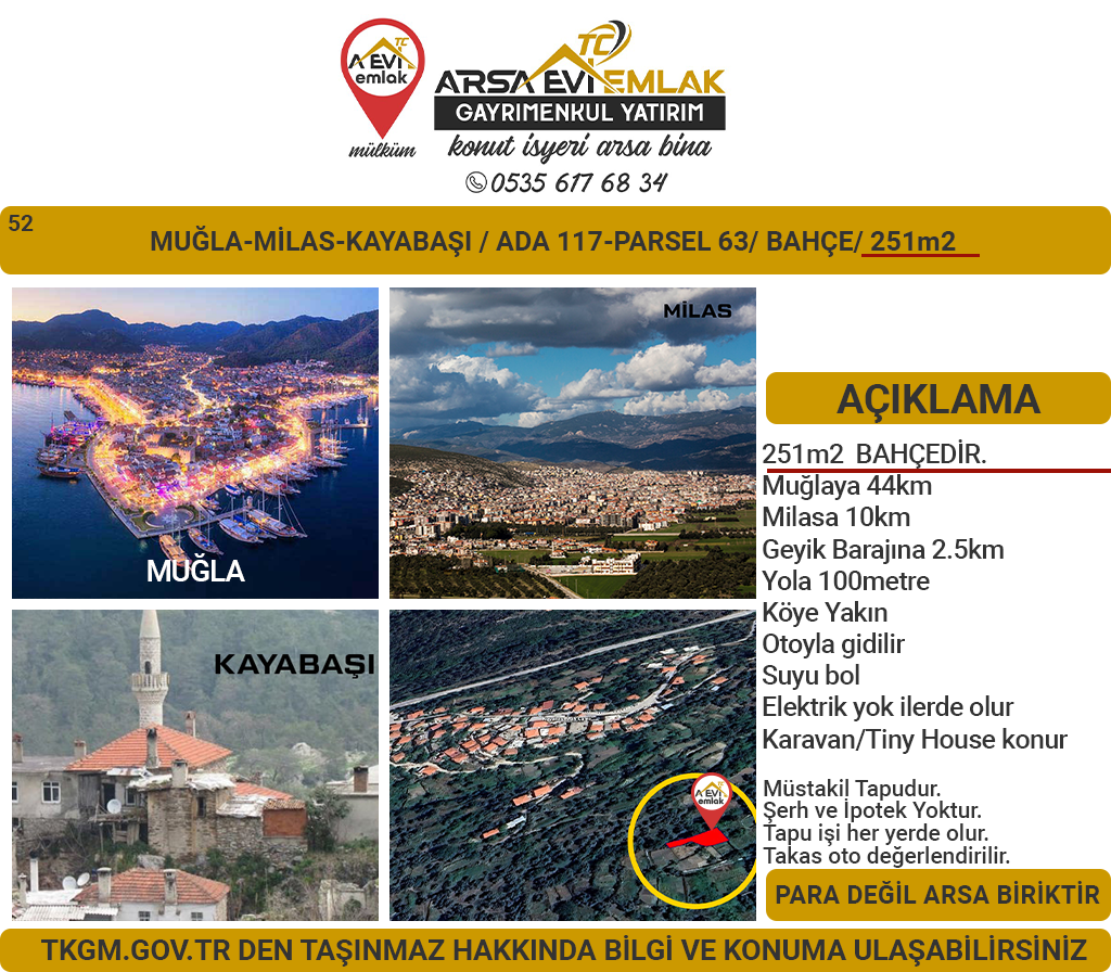 Muğla-Milas-Kayabaşı-Satılık-251m2Bahçe