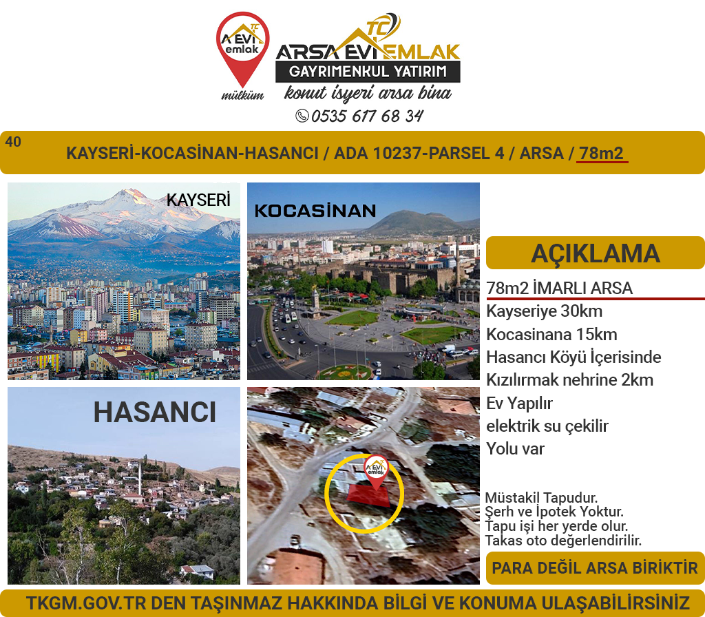 Kayseri-Kocasinan-Hasancı-77m2 İmarlı ArsaGİDİYOR