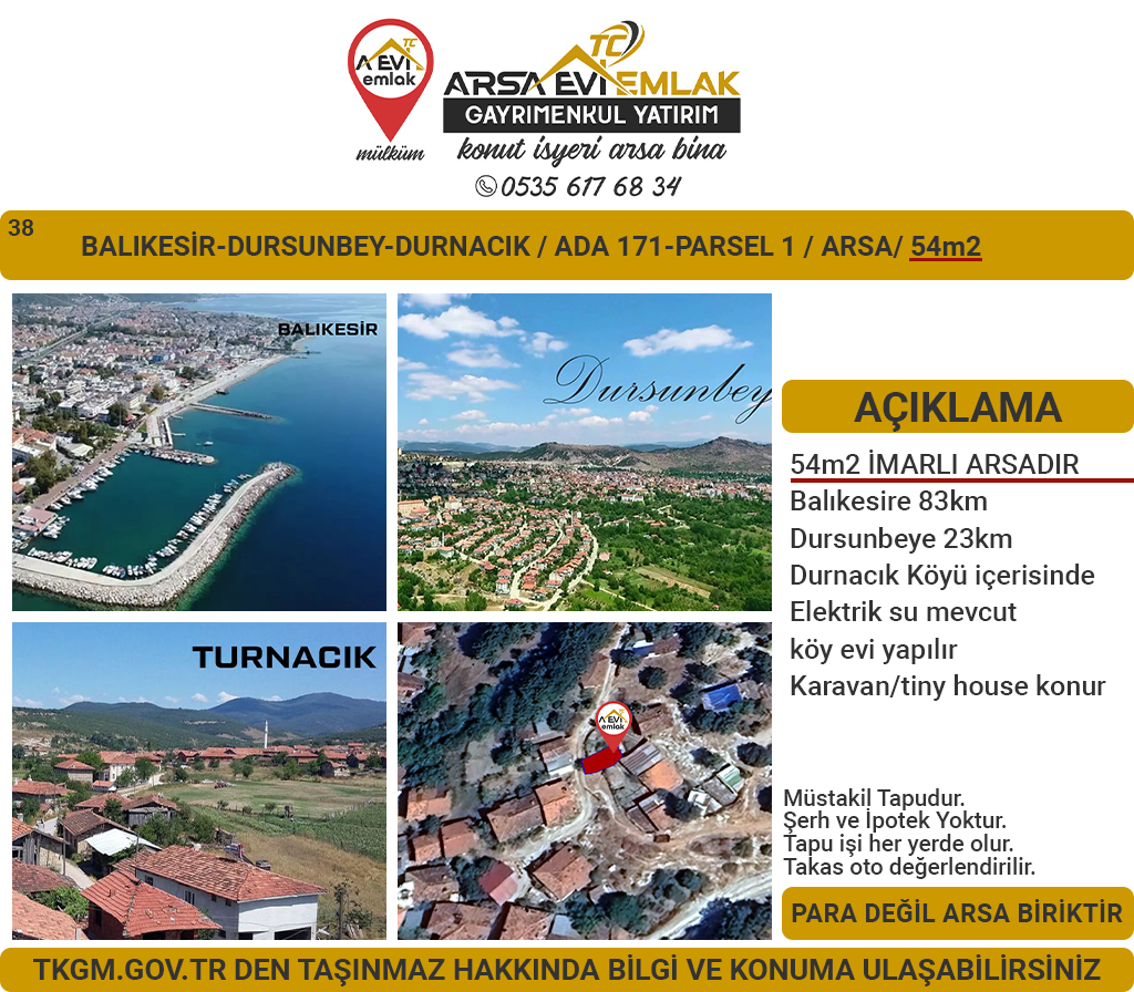 Balıkesir-Dursunbey-Durnacık-53m2 İmarlı Arsa